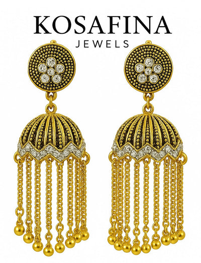 Vintage-Inspired Silver Dome Drop Earrings